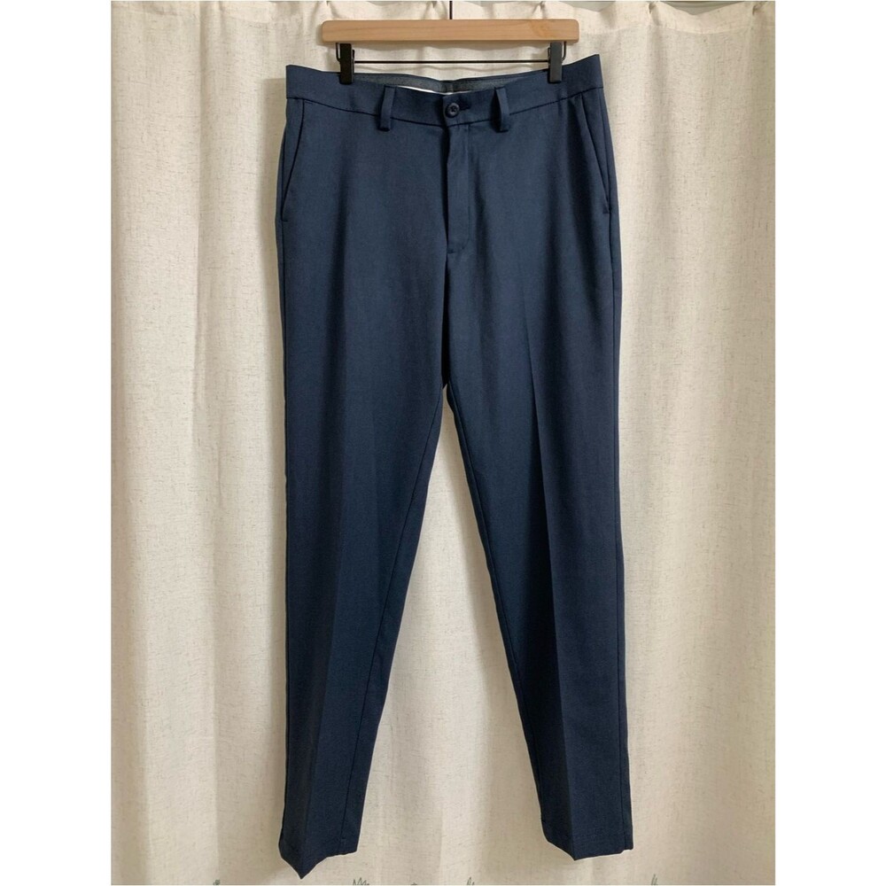 Haggar Cool Right Performance Flex Men's Navy Chino Trousers Slim Tailored Fit